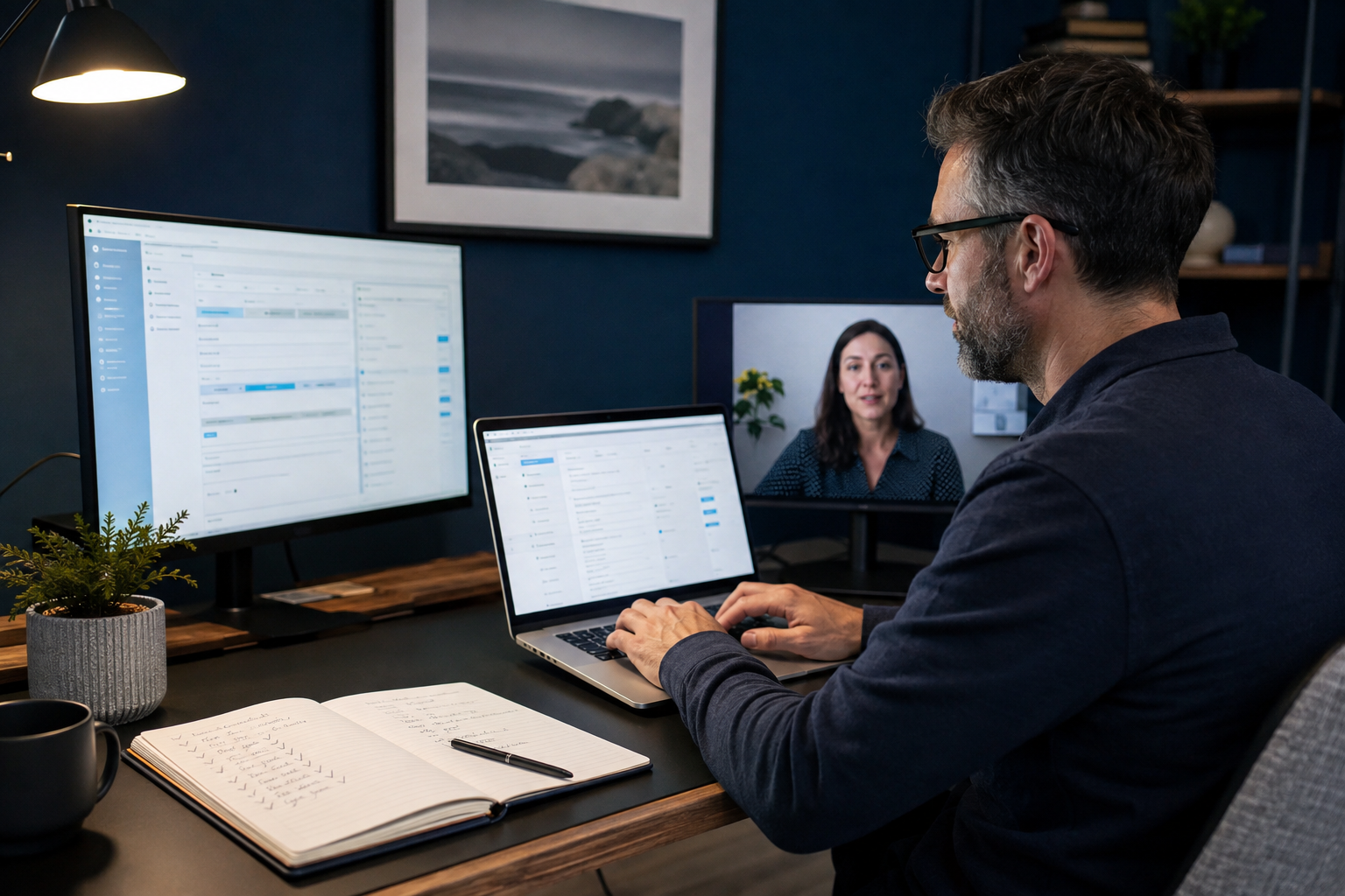 Remote consultant testing business software configuration