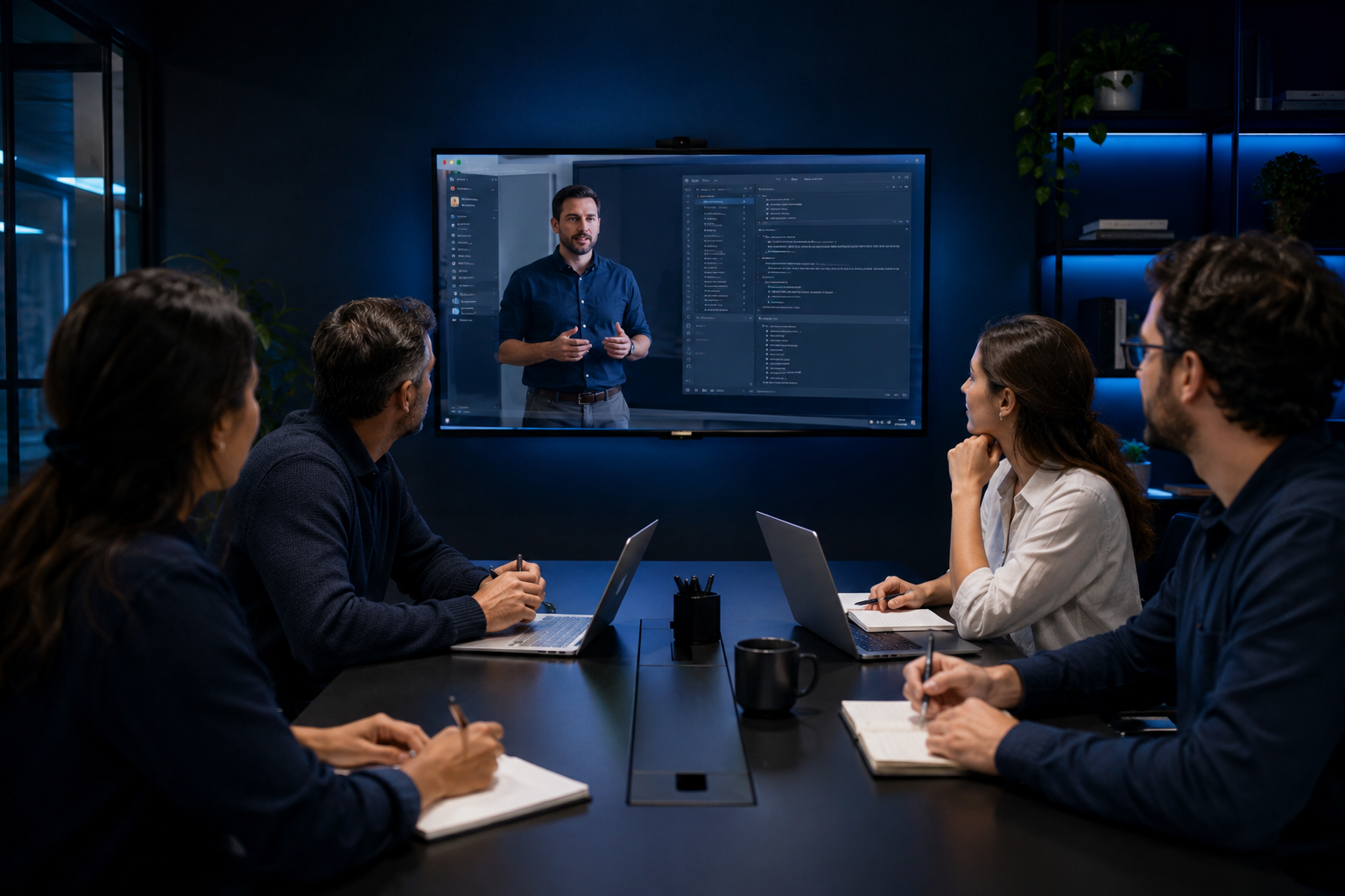 Small business team attending remote software training